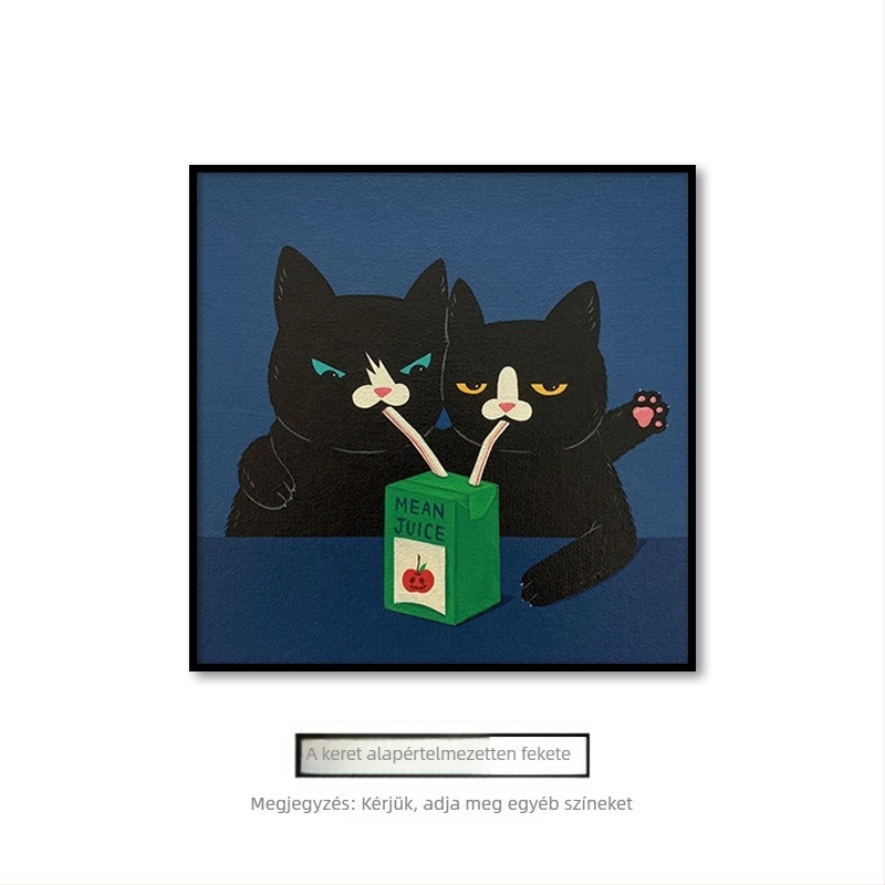 Nappali függő festmény rajzfilm aranyos rajzfilm vicces ins állat macska szoba gyerekszoba hálószoba dekoratív fali falfestmény