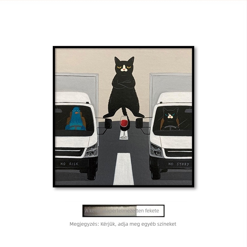 Nappali függő festmény rajzfilm aranyos rajzfilm vicces ins állat macska szoba gyerekszoba hálószoba dekoratív fali falfestmény