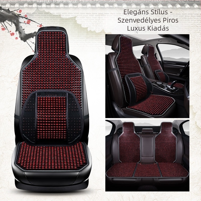 Autósülés-párna, nyári, új, menő szőnyeg, egyrészes, gyöngyös, háromrészes szett, hátsó derékrész, juharszivacs gyöngyös szőnyeg, autósülés-párna