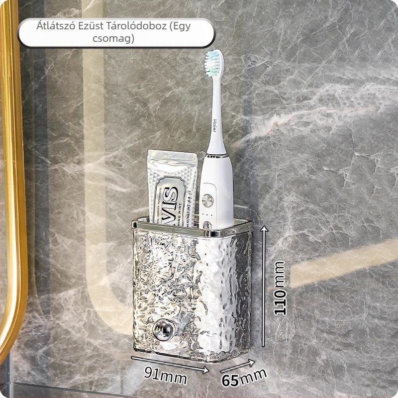 WC-fogkefe, fogkrém, fésűtartó, fürdőszobai lyukmentes, falra szerelhető WC-mosdóállvány, borotva, tárolva