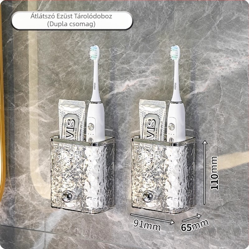 WC-fogkefe, fogkrém, fésűtartó, fürdőszobai lyukmentes, falra szerelhető WC-mosdóállvány, borotva, tárolva