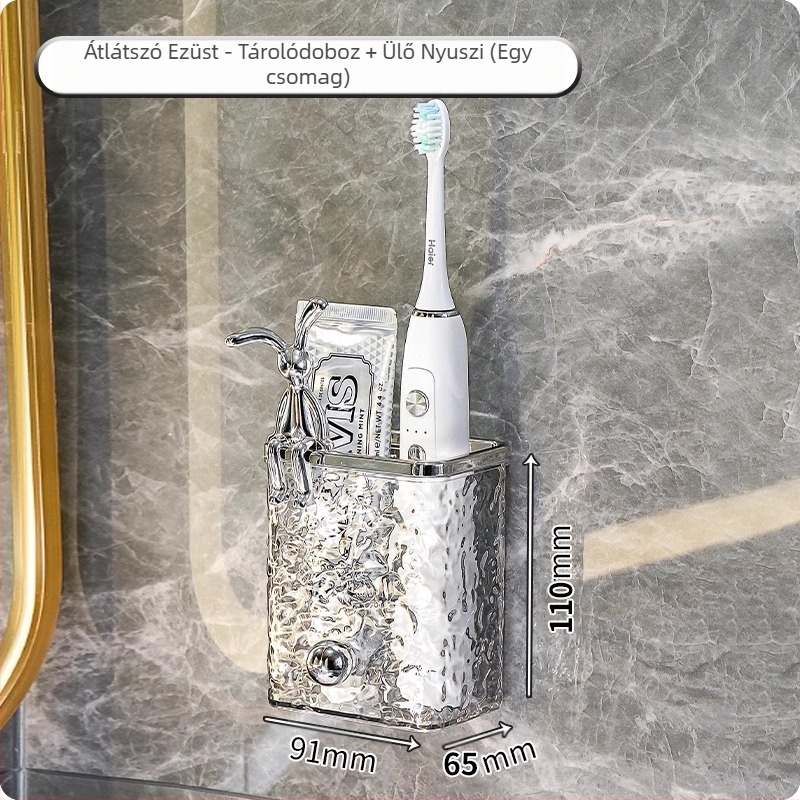 WC-fogkefe, fogkrém, fésűtartó, fürdőszobai lyukmentes, falra szerelhető WC-mosdóállvány, borotva, tárolva