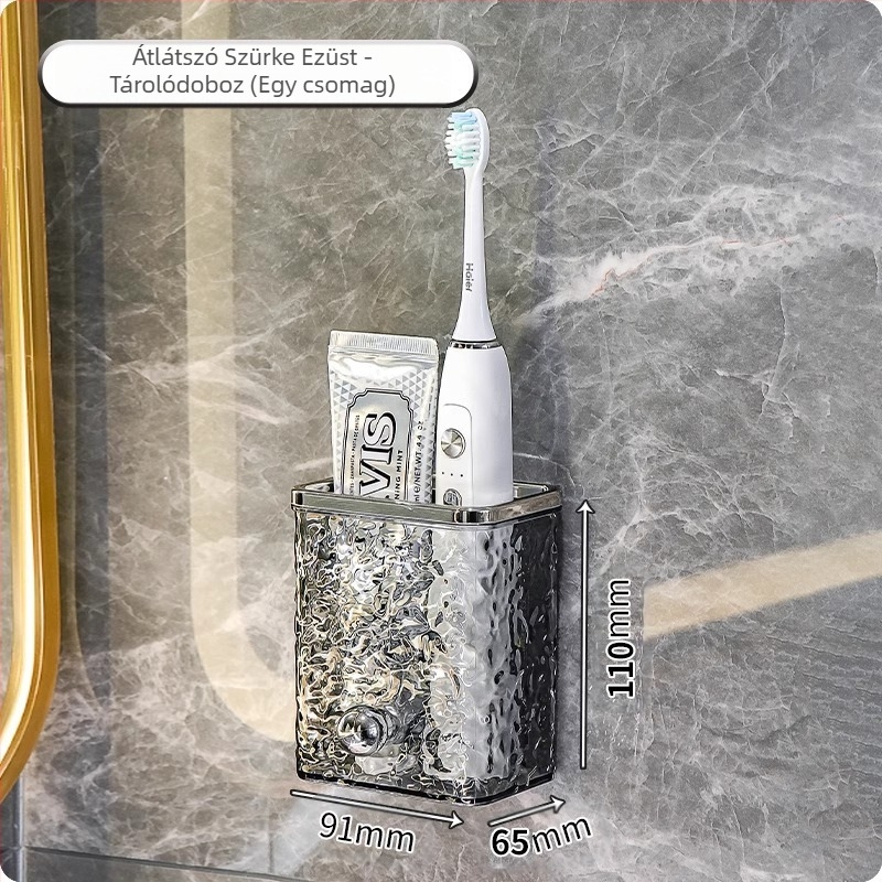 WC-fogkefe, fogkrém, fésűtartó, fürdőszobai lyukmentes, falra szerelhető WC-mosdóállvány, borotva, tárolva