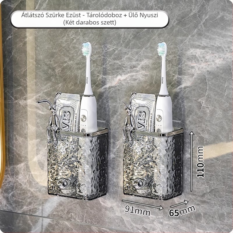 WC-fogkefe, fogkrém, fésűtartó, fürdőszobai lyukmentes, falra szerelhető WC-mosdóállvány, borotva, tárolva