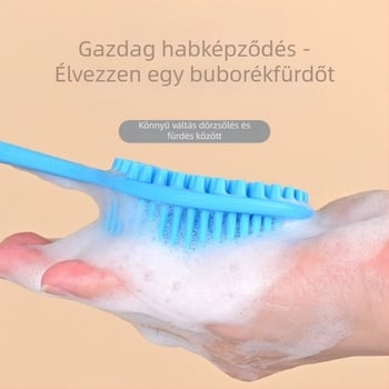 Határokon átnyúló szilikon hosszú nyelű fürdőkefe tisztításhoz és masszázshoz, lusta fürdőkefe, hátsó műtárgy, fürdőszobai kétoldalas fürdőkefe nagykereskedelem