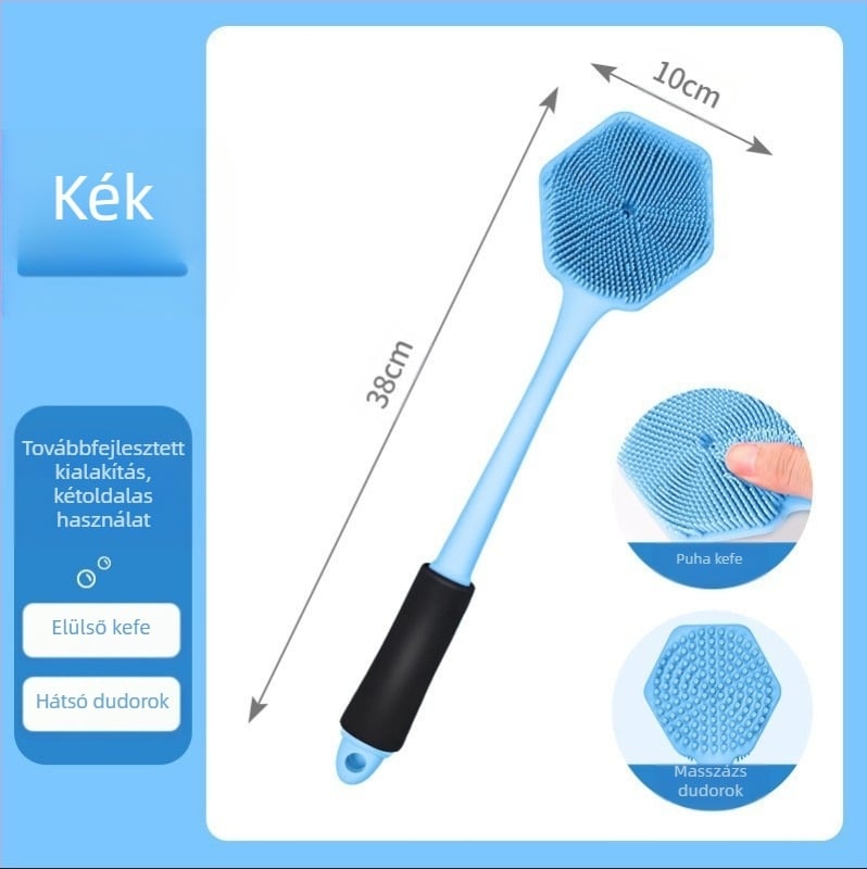 Határokon átnyúló szilikon hosszú nyelű fürdőkefe tisztításhoz és masszázshoz, lusta fürdőkefe, hátsó műtárgy, fürdőszobai kétoldalas fürdőkefe nagykereskedelem