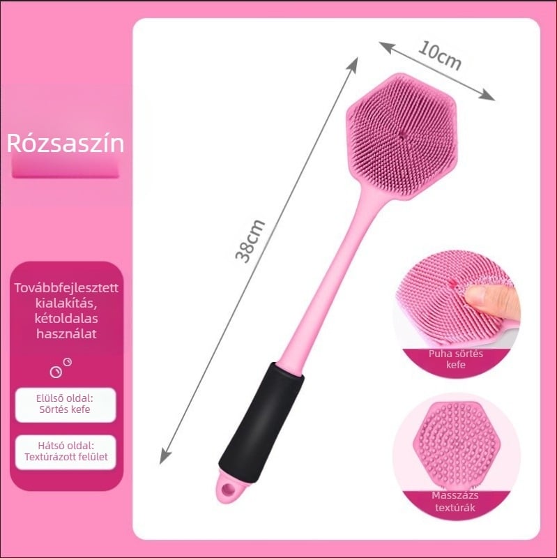 Határokon átnyúló szilikon hosszú nyelű fürdőkefe tisztításhoz és masszázshoz, lusta fürdőkefe, hátsó műtárgy, fürdőszobai kétoldalas fürdőkefe nagykereskedelem