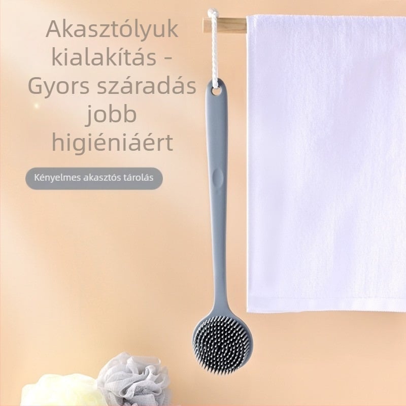 Határokon átnyúló szilikon hosszú nyelű fürdőkefe tisztításhoz és masszázshoz, lusta fürdőkefe, hátsó műtárgy, fürdőszobai kétoldalas fürdőkefe nagykereskedelem