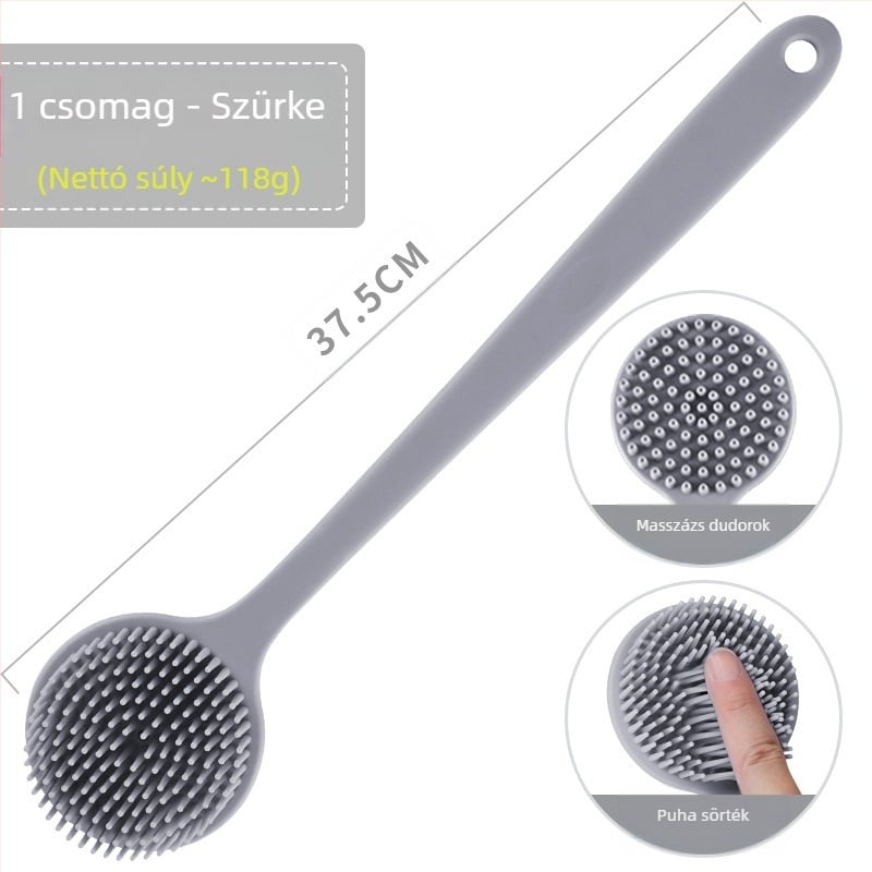 Határokon átnyúló szilikon hosszú nyelű fürdőkefe tisztításhoz és masszázshoz, lusta fürdőkefe, hátsó műtárgy, fürdőszobai kétoldalas fürdőkefe nagykereskedelem