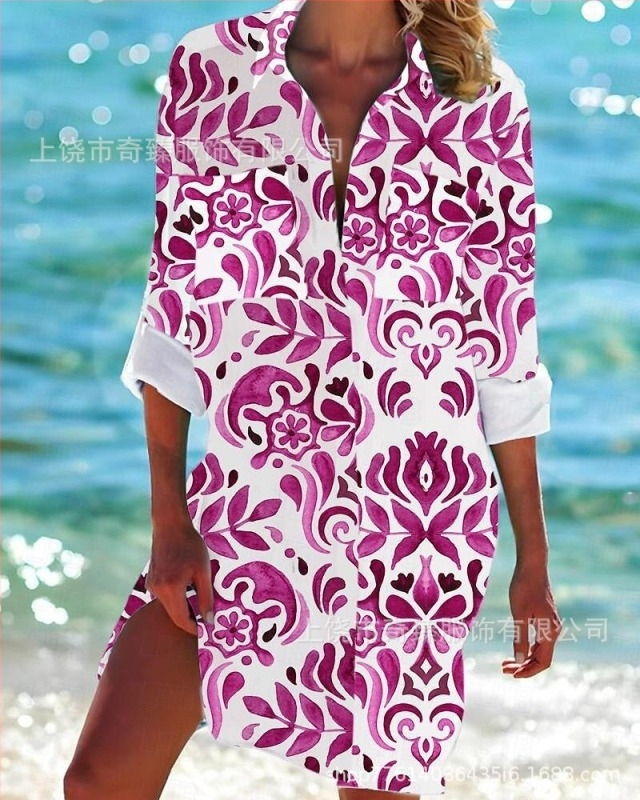 Külkereskedelem Határokon Átnyúló 2025 Tavasz és Nyár Új Amazon Független Állomás Legnépszerűbb Tengerparti Üdülőhely Stílusú Hosszú Ujjú Galléros Ing