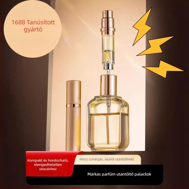 Kiváló minőségű hordozható mini parfümös üveg, újratölthető parfümös üveg, kis üres üveg aljjal töltve, önpumpáló szórófejes üveg raktáron