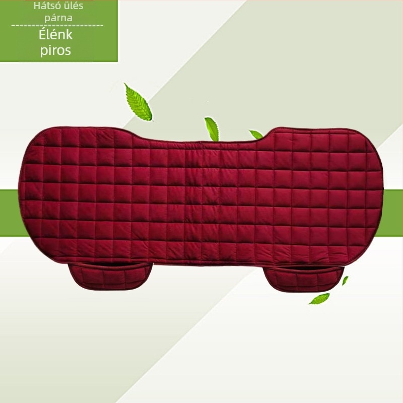 Téli autósüléspárna háttámla nélkül, négyzet alakú hímzett, plüss, nyakkendő nélküli, meleg, háromrészes első és hátsó soros együléses üléspárna