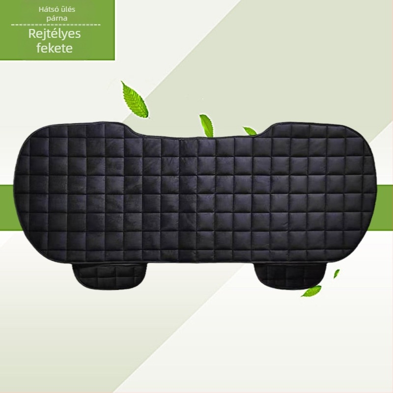 Téli autósüléspárna háttámla nélkül, négyzet alakú hímzett, plüss, nyakkendő nélküli, meleg, háromrészes első és hátsó soros együléses üléspárna