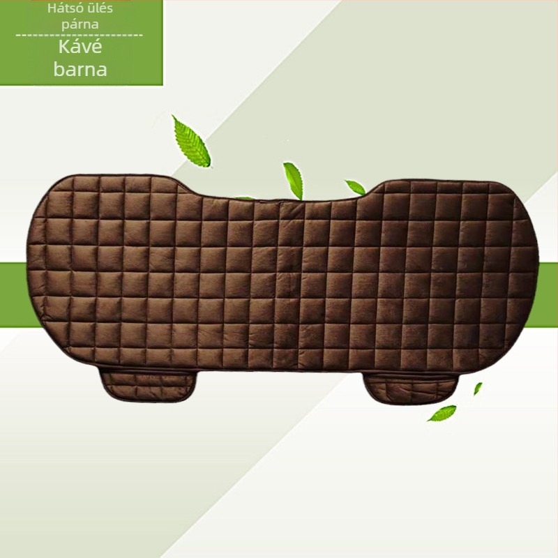 Téli autósüléspárna háttámla nélkül, négyzet alakú hímzett, plüss, nyakkendő nélküli, meleg, háromrészes első és hátsó soros együléses üléspárna