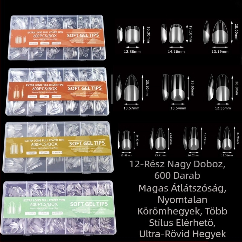 600 dobozos körömdíszítő körömdarab, hajtogatott, nyomtalan, faragásmentes, teljes matrica, félig matt, rövid, négyzet alakú balett műköröm folt