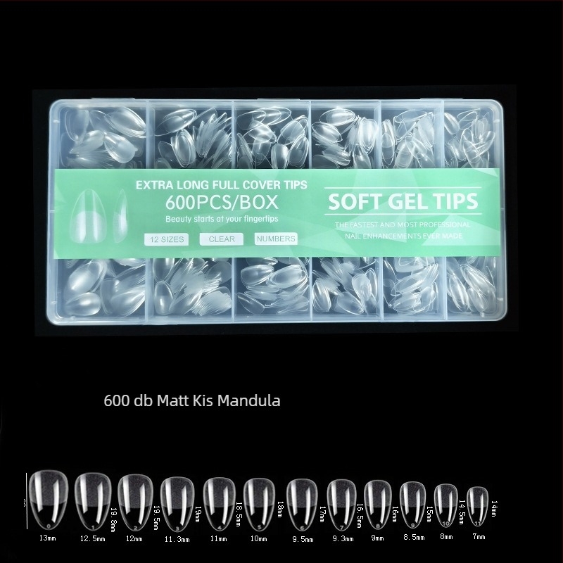 600 dobozos körömdíszítő körömdarab, hajtogatott, nyomtalan, faragásmentes, teljes matrica, félig matt, rövid, négyzet alakú balett műköröm folt