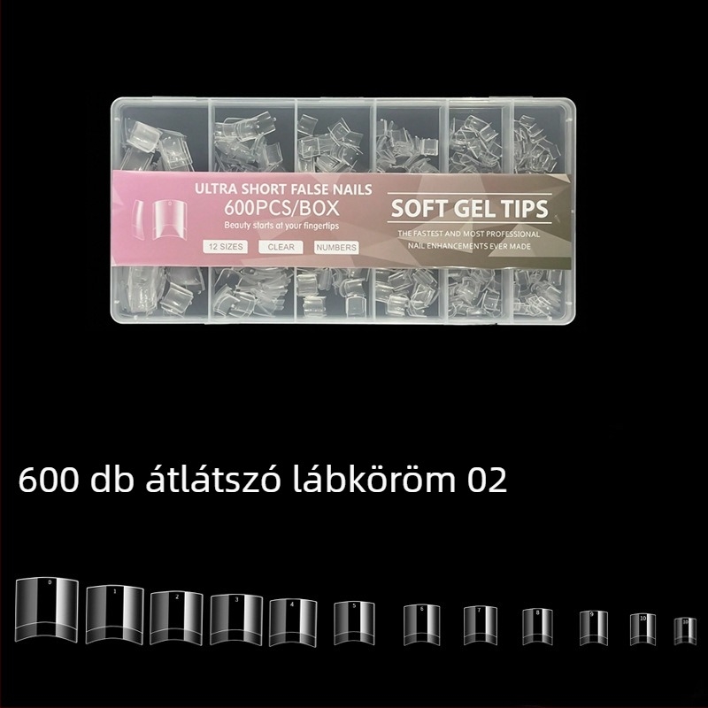 600 dobozos körömdíszítő körömdarab, hajtogatott, nyomtalan, faragásmentes, teljes matrica, félig matt, rövid, négyzet alakú balett műköröm folt