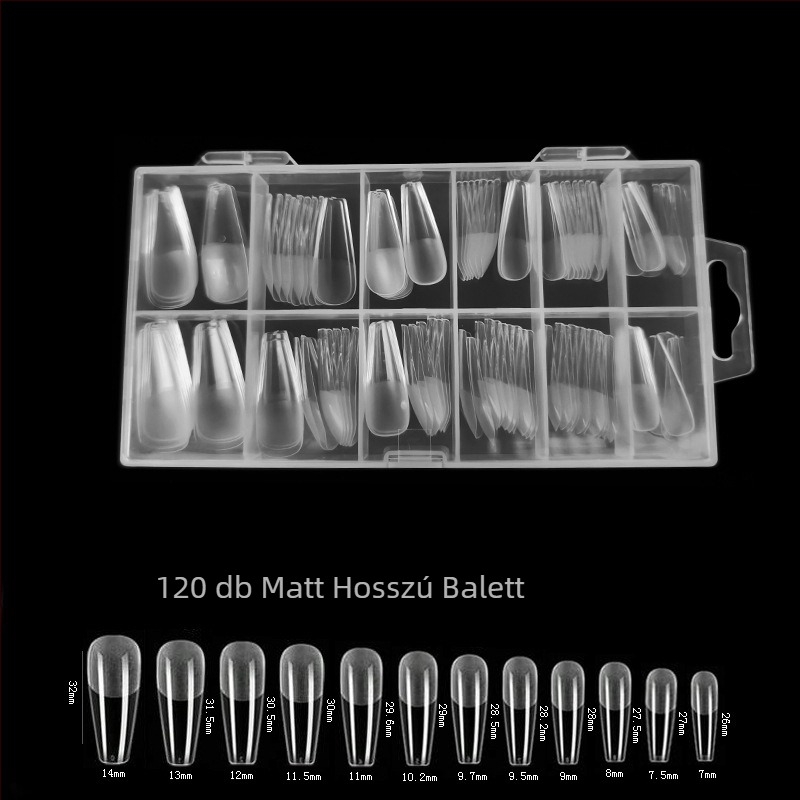 600 dobozos körömdíszítő körömdarab, hajtogatott, nyomtalan, faragásmentes, teljes matrica, félig matt, rövid, négyzet alakú balett műköröm folt