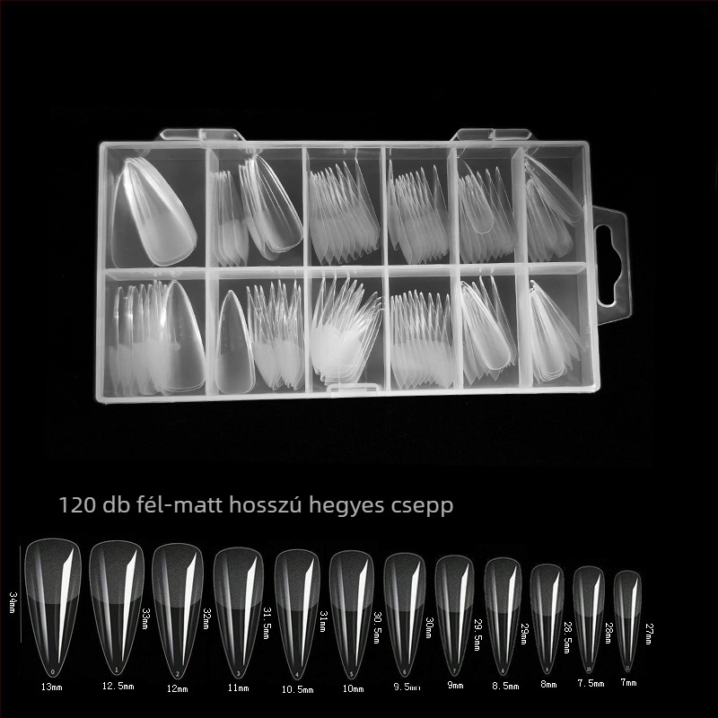 600 dobozos körömdíszítő körömdarab, hajtogatott, nyomtalan, faragásmentes, teljes matrica, félig matt, rövid, négyzet alakú balett műköröm folt