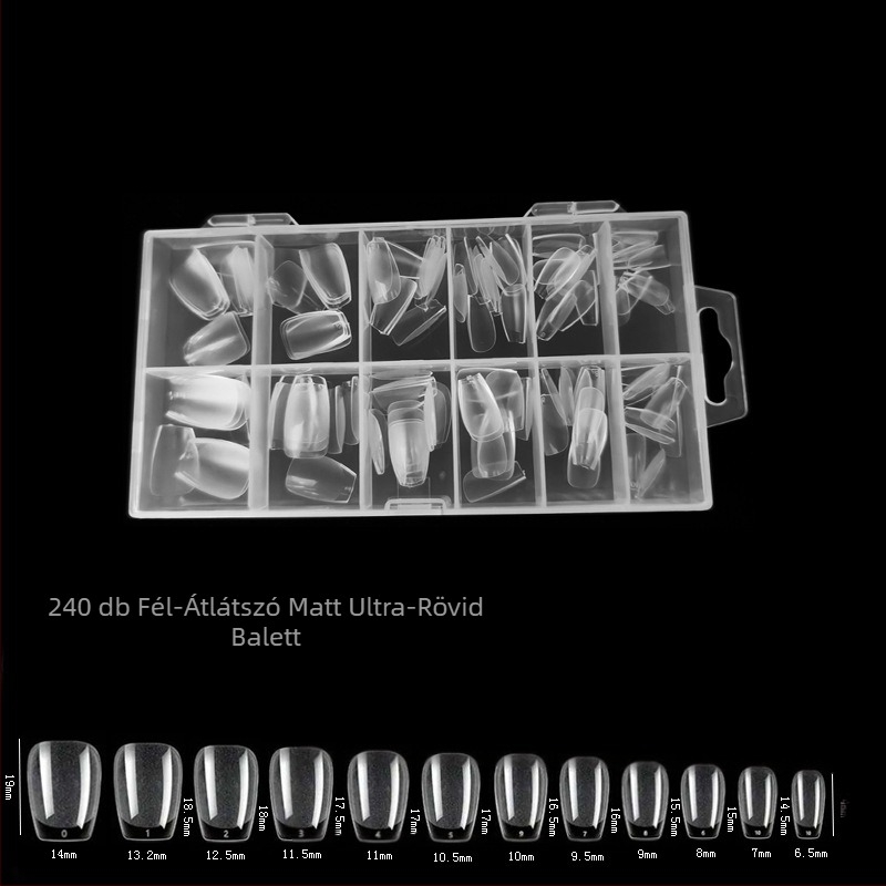 600 dobozos körömdíszítő körömdarab, hajtogatott, nyomtalan, faragásmentes, teljes matrica, félig matt, rövid, négyzet alakú balett műköröm folt