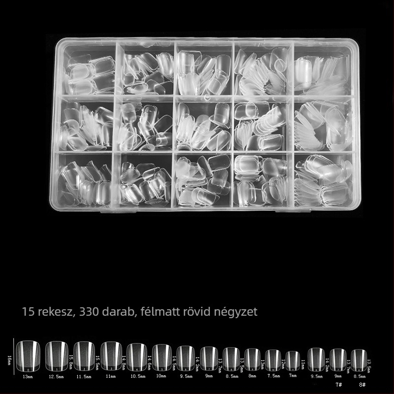 600 dobozos körömdíszítő körömdarab, hajtogatott, nyomtalan, faragásmentes, teljes matrica, félig matt, rövid, négyzet alakú balett műköröm folt