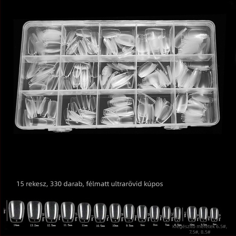 600 dobozos körömdíszítő körömdarab, hajtogatott, nyomtalan, faragásmentes, teljes matrica, félig matt, rövid, négyzet alakú balett műköröm folt