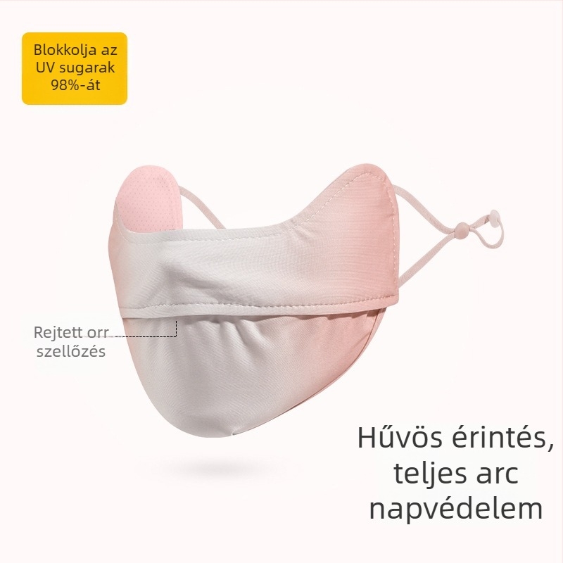 Napvédő maszk női szemkörnyékre, lélegző nyári ultraibolya sugárzás elleni gradiens jég selyem sztereó napvédő maszk UPF50