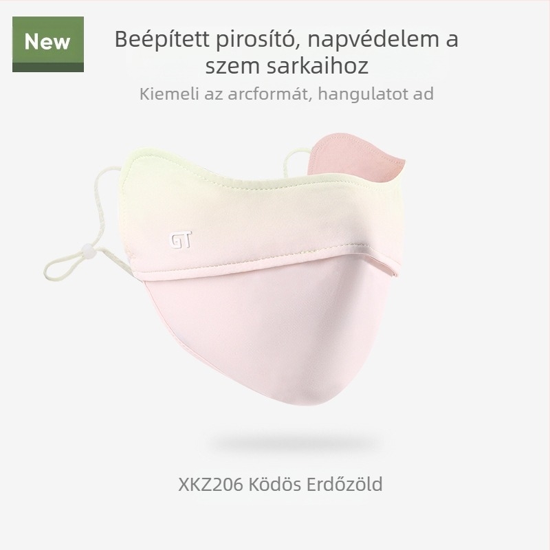 Napvédő maszk női szemkörnyékre, lélegző nyári ultraibolya sugárzás elleni gradiens jég selyem sztereó napvédő maszk UPF50