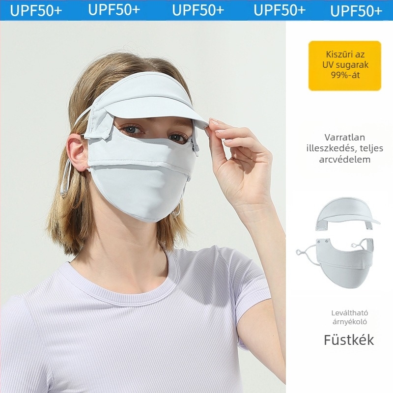 Napvédő maszk női szemkörnyékre, lélegző nyári ultraibolya sugárzás elleni gradiens jég selyem sztereó napvédő maszk UPF50