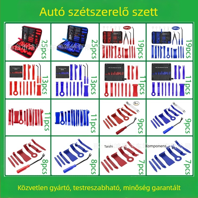 Autóipari műanyag alkatrészek eltávolító szerszámkészlet alkalmas audio lökhárító, műszerfal, belső csatok stb. eltávolítására. A gyártó specializálódott...