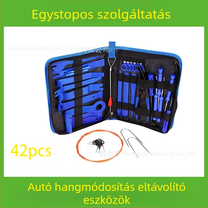 Autóipari műanyag alkatrészek eltávolító szerszámkészlet alkalmas audio lökhárító, műszerfal, belső csatok stb. eltávolítására. A gyártó specializálódott...
