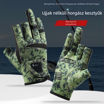 Új horgászkesztyűk Férfi tavaszi és nyári háromujjas Luya kesztyű Női naptej Gyorsan száradó Speciális jégselyem Lélegző Csúszásgátló Kopásálló