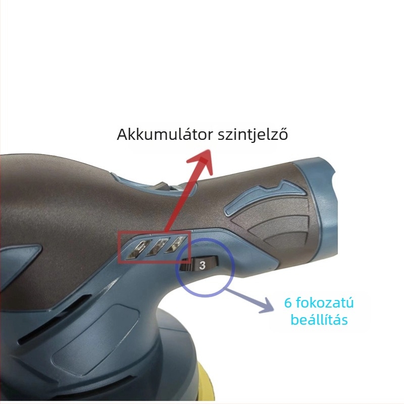 Lítium-akkumulátoros autó polírozó és waxoló készülék, 12V, állítható sebesség