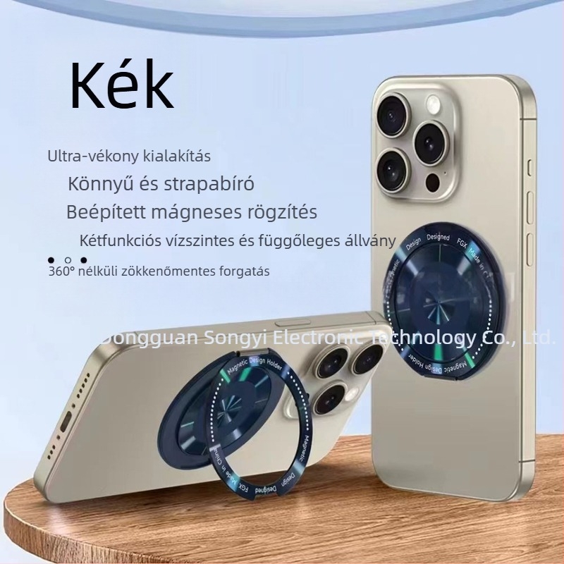 Songyi 360°-ban forgó gyűrű tartó telefonokhoz, mágneses gyűrű tartó, ötvözet