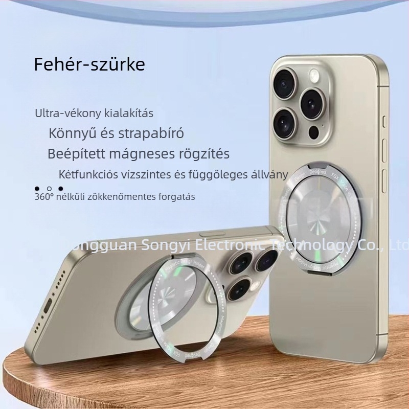 Songyi 360°-ban forgó gyűrű tartó telefonokhoz, mágneses gyűrű tartó, ötvözet