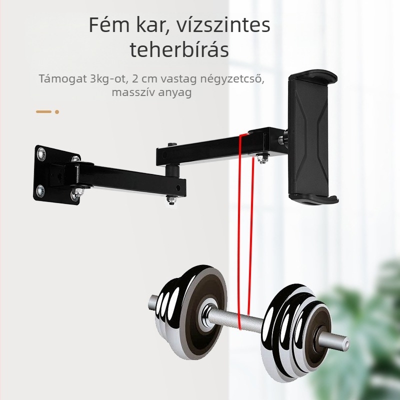 Tablettatartó összecsukható vízszintes varázs-karos falra szerelhető tartó, kétszakaszos kialakítás (Model GMS-22; csőátmérő 25 mm; tömeg 725 g; összecsukható típus)