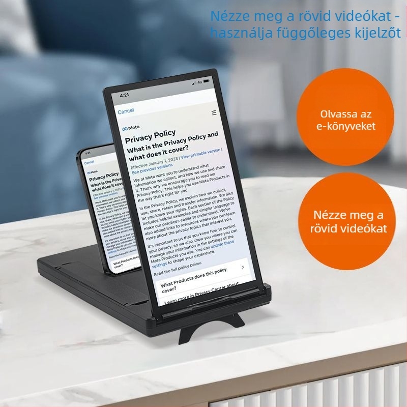Kijelző nagyító tartó okostelefonokhoz – beépített kettős kijelző (vízszintes és függőleges) és zoom a mobilvideóhoz - akril