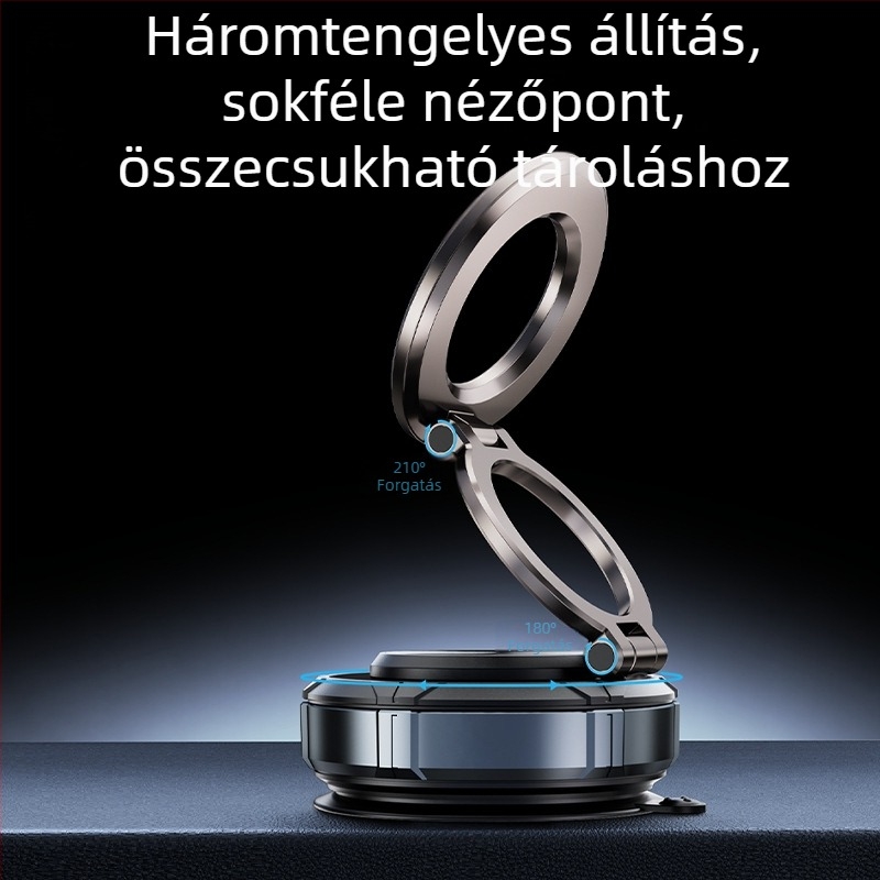Autós mágneses telefon-tartó vákuumos szívócsésze rögzítéshez, műszerfalra szerelhető, automatikus szívás, univerzális kompatibilitás