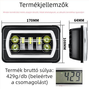Autó- és teherautó LED munka lámpa két színű Angel Eye DRL és index, 55W, 9-36V, 80000 lm, 50000 h, 7 LED