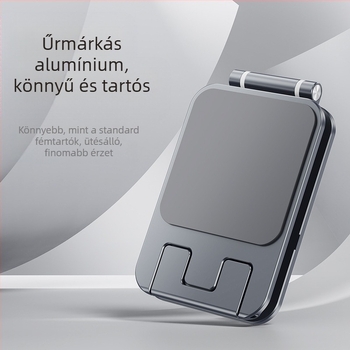 Asztali tartó telefonhoz és táblához – összecsukható, hordozható, alumíniumötvözet + csúszásmentes szilikon, stabil tartás élő közvetítéshez és tanuláshoz