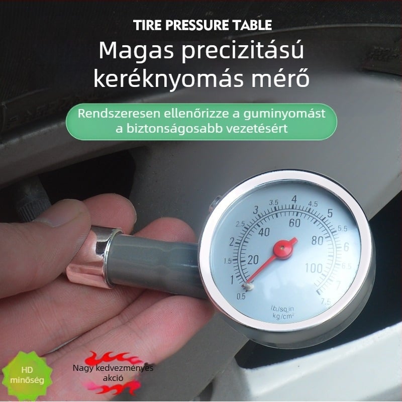 Gumiabroncs-nyomásmérő acéltesttel, magas pontosságú, 28-35 tartomány, KG/CM2 kijelző