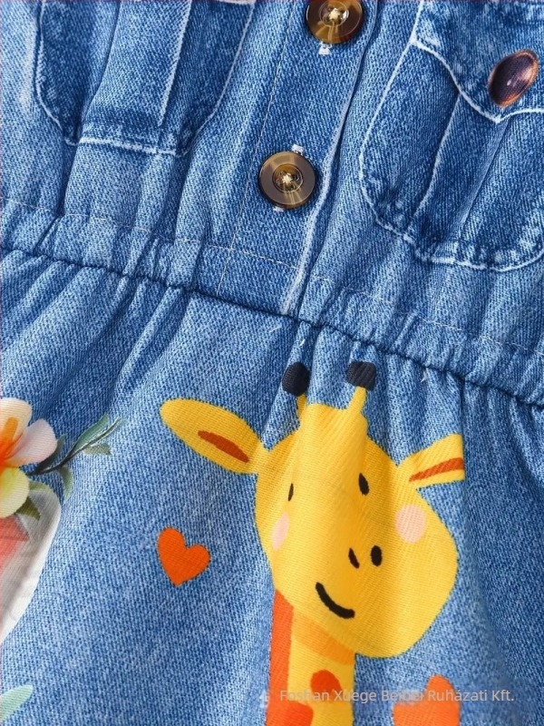 Lányoknak szóló ujjatlan ruha galléros megoldással, állatos digitális nyomtatás, hercegnő stílus, Milk Silk anyag, 100% poliészter bélés, 1–3 éveseknek