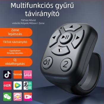 Gyűrű alakú Bluetooth távirányító mobil videófelvételhez és oldalváltáshoz, modell J6, ABS anyag, 5 g