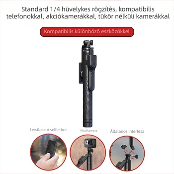 Jmary Okostelefonhoz készült selfie állvány Bluetooth távirányítóval, alumínium teleszkópos kar, padlóra álló állvány, teherbírás 1 kg