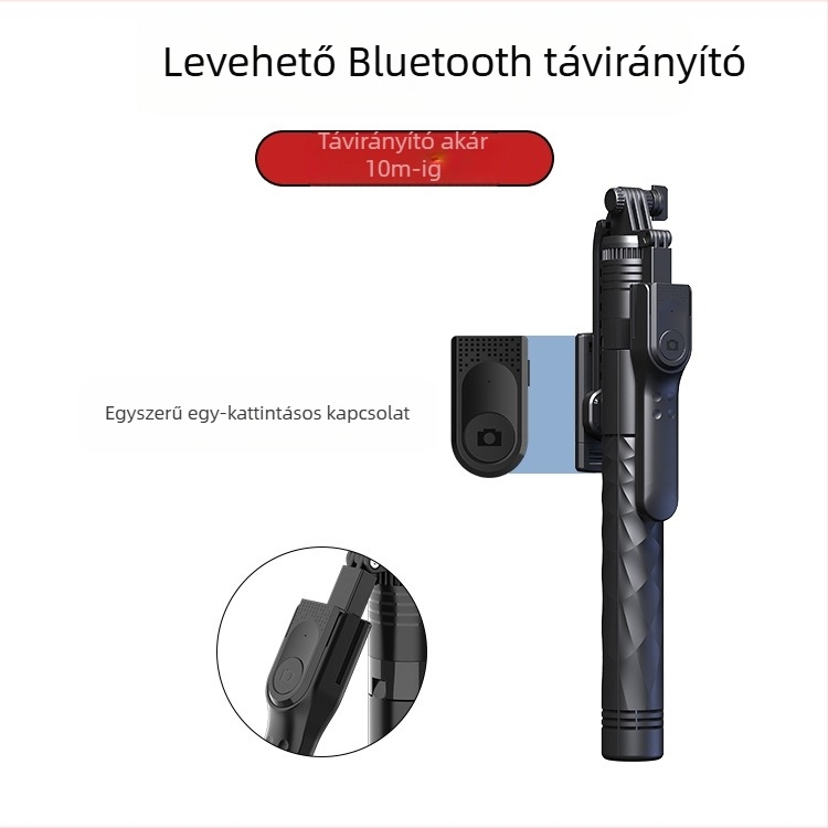 Jmary Okostelefonhoz készült selfie állvány Bluetooth távirányítóval, alumínium teleszkópos kar, padlóra álló állvány, teherbírás 1 kg