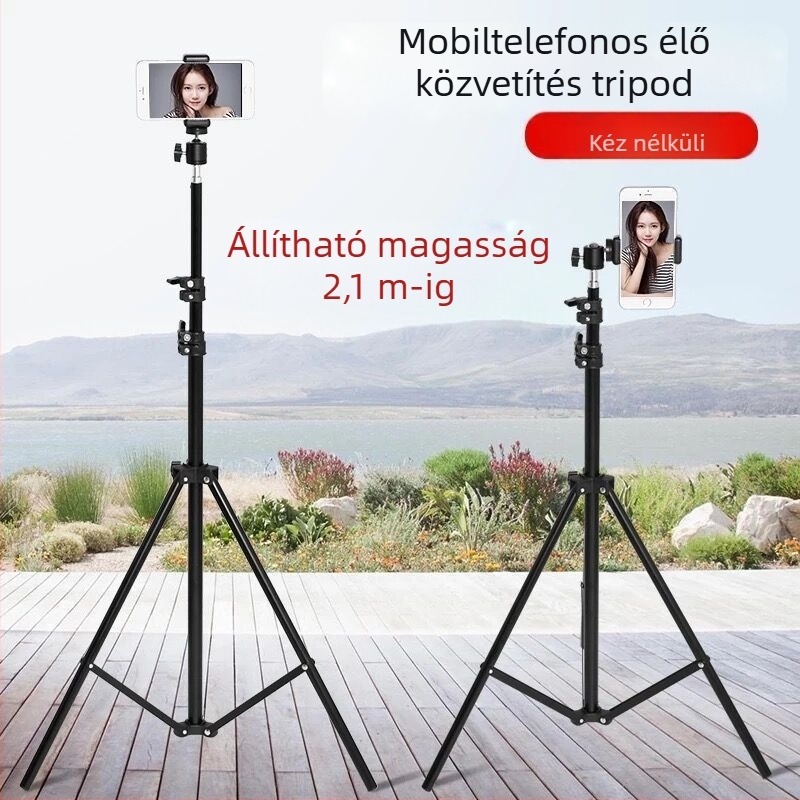 Padlóra álló alumínium tripod videóhoz és élő közvetítéshez, háromtagú kivitel, 3D gimbal