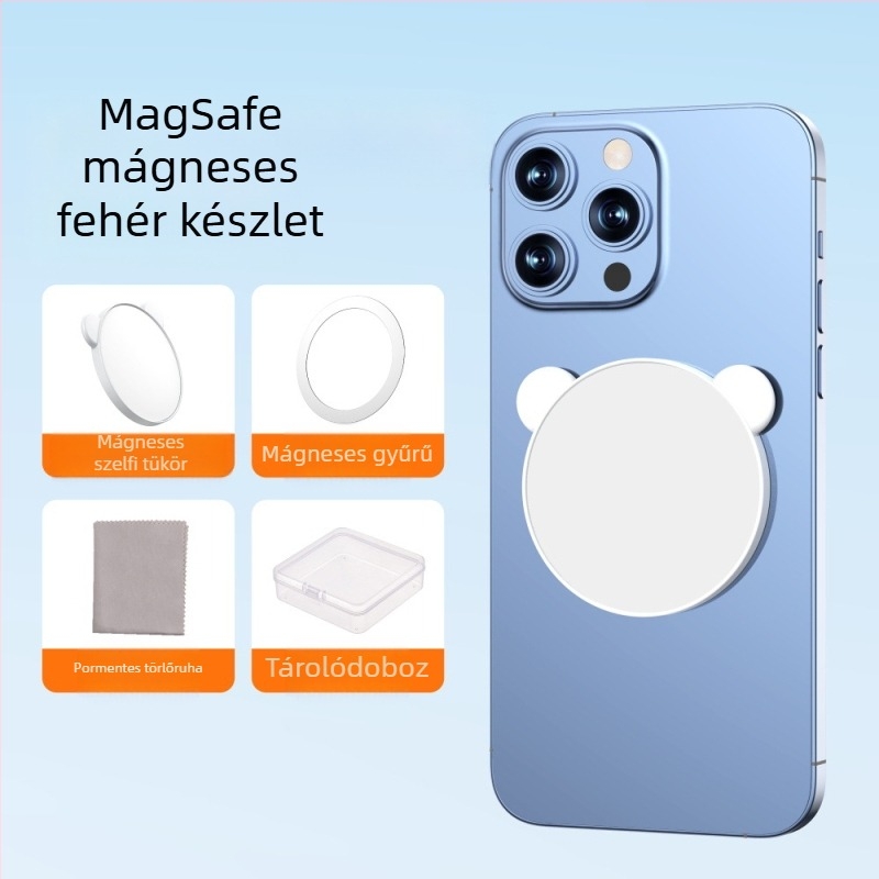 Telefon hátsó kamera tükrös-selfie tükör mágneses rögzítéssel, modell TH-255, univerzális kompatibilitás, támogatja a magánmárkákat