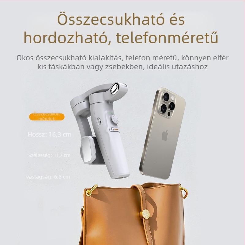 M2 mobiltelefon gimbal: háromtengelyes kézi stabilizátor AI arckövetéssel, Bluetooth, ABS