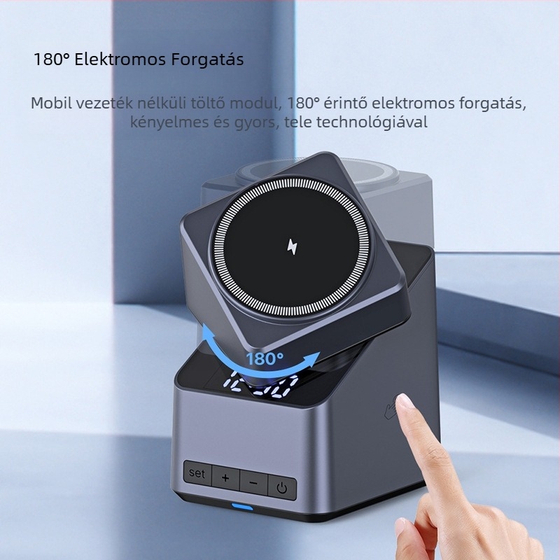 180° érintéses állítású vezeték nélküli töltő, négyszeres egyben forgatható tartó, mágneses vezeték nélküli töltés, kimenet 5–15W