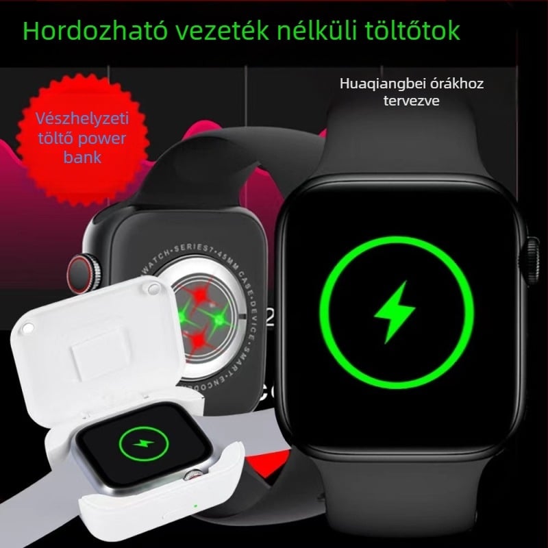 Vezeték nélküli univerzális töltő okosórákhoz mágneses töltéssel, 900 mA kimenet, max. 1 A kimenő teljesítmény, univerzális kompatibilitás, kompakt hordozható kialakítás
